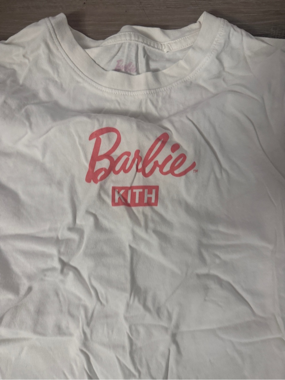 BARBIE Kith Kids White Tee with Pink Barbie Logo